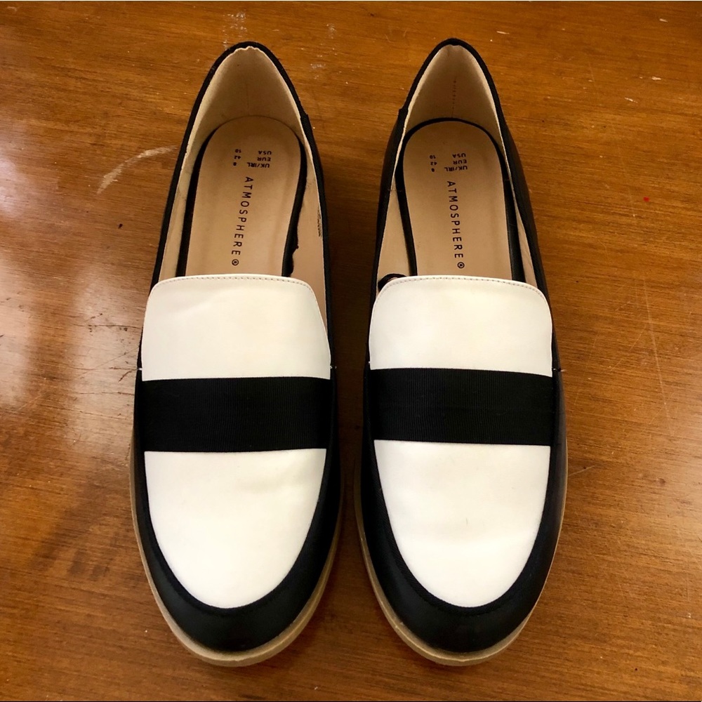 Black and white loafers